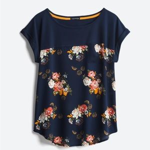 NWT- VIOLETS & ROSES, Kinglake Mixed Material Top, Size M